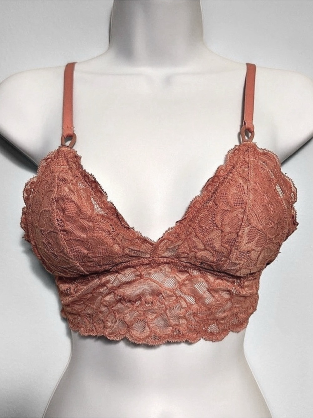 aerie Melon Orange Floral Lace Bralette Size S